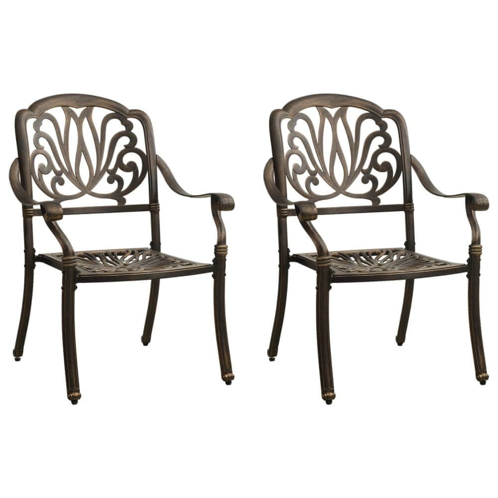 Petromila vidaXL Záhradné stoličky 2 ks odlievaný hliník bronzové